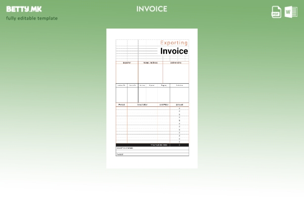 Шаблон за комерцијална извозна фактура во модерен стил